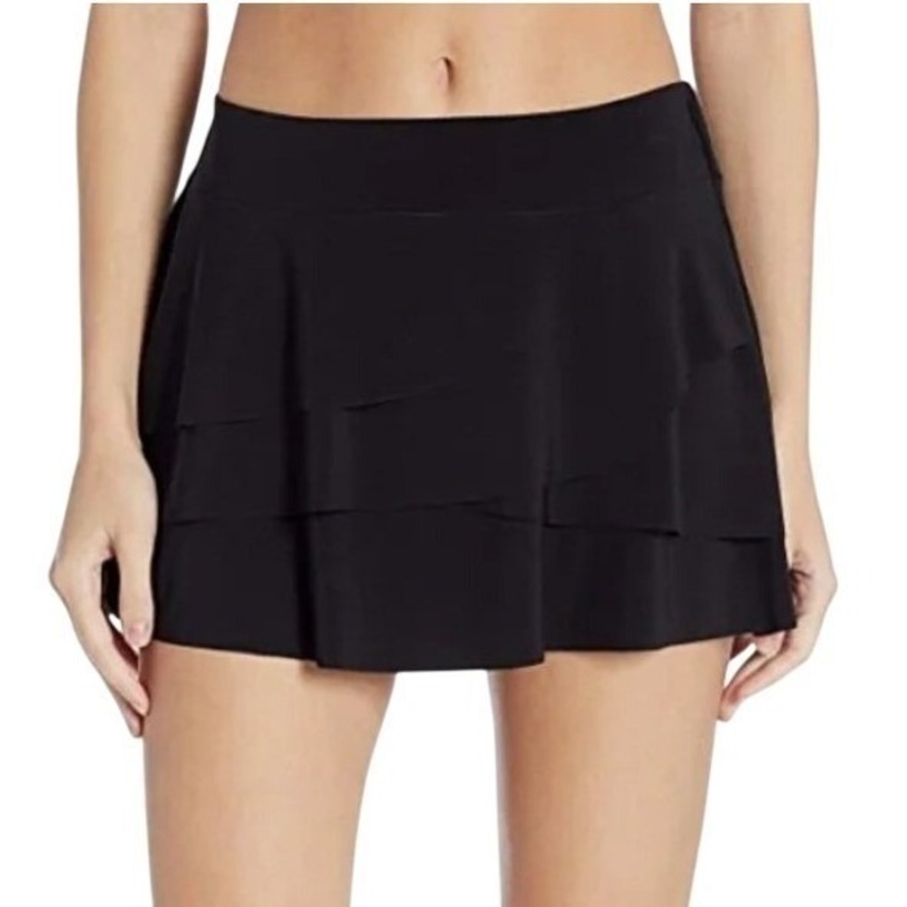 Miraclesuit Womens Size 16 Black‎ Layered Ruffle Skirt Skort NWT
